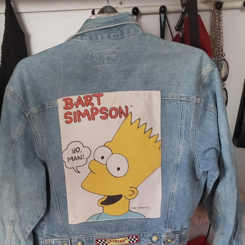 90's Vintage Bart Simpson Stickshift Denim Jacket
